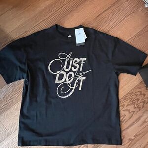NWT Nike Black T-Shirt with Silver Rhinestone Just Do It Graphic size Medium